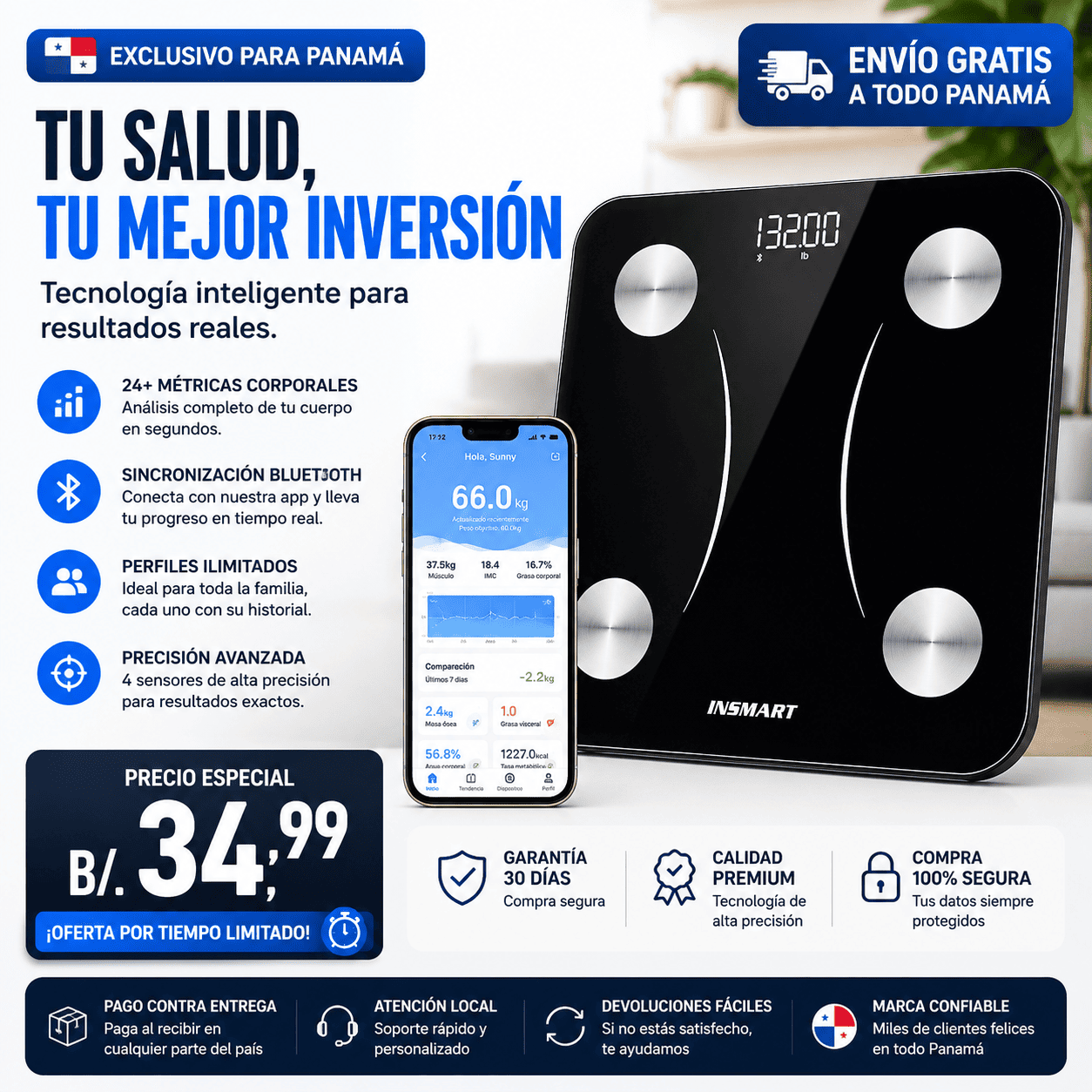 BÁSCULA INTELIGENTE – CONTROLA TU PESO, IMC Y PROGRESO DESDE EL CELULAR 📲⚖️