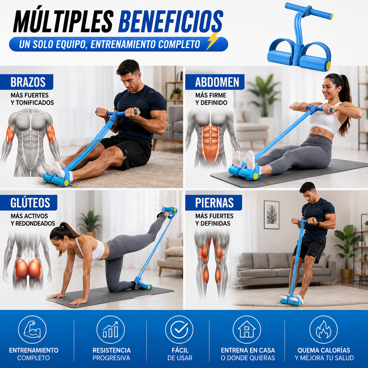 BANDA DE RESISTENCIA POWER PEDAL FIT – ENTRENA TODO TU CUERPO EN CASA 💪🔥