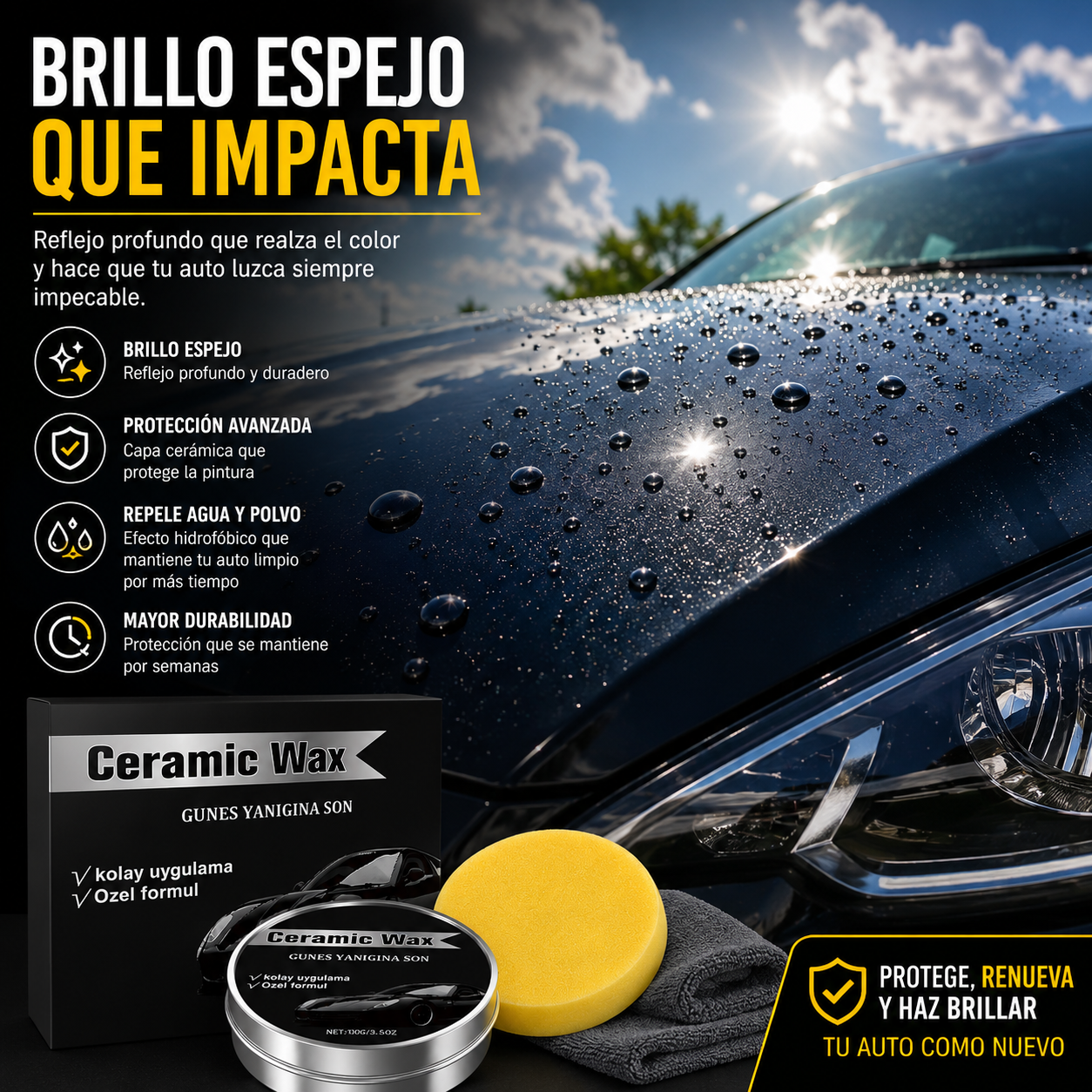 TITANIUM CERAMIC WAX 2 PIEZAS – BRILLO ESPEJO Y PROTECCIÓN PARA TU AUTO 🚘✨