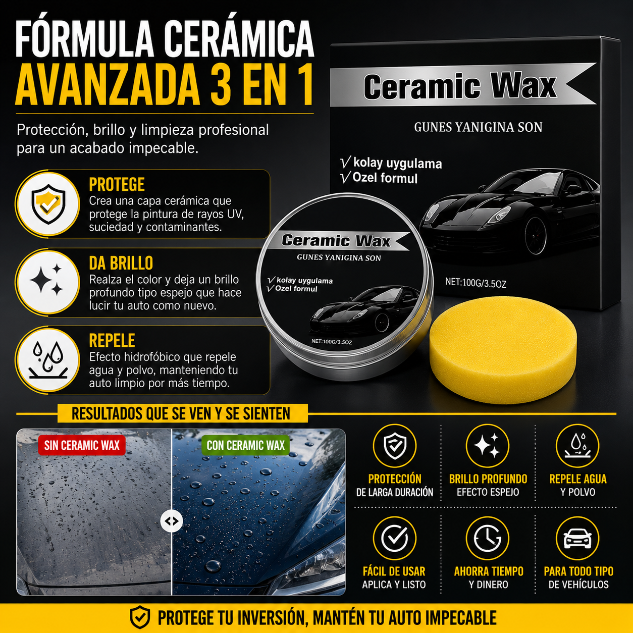 TITANIUM CERAMIC WAX 2 PIEZAS – BRILLO ESPEJO Y PROTECCIÓN PARA TU AUTO 🚘✨
