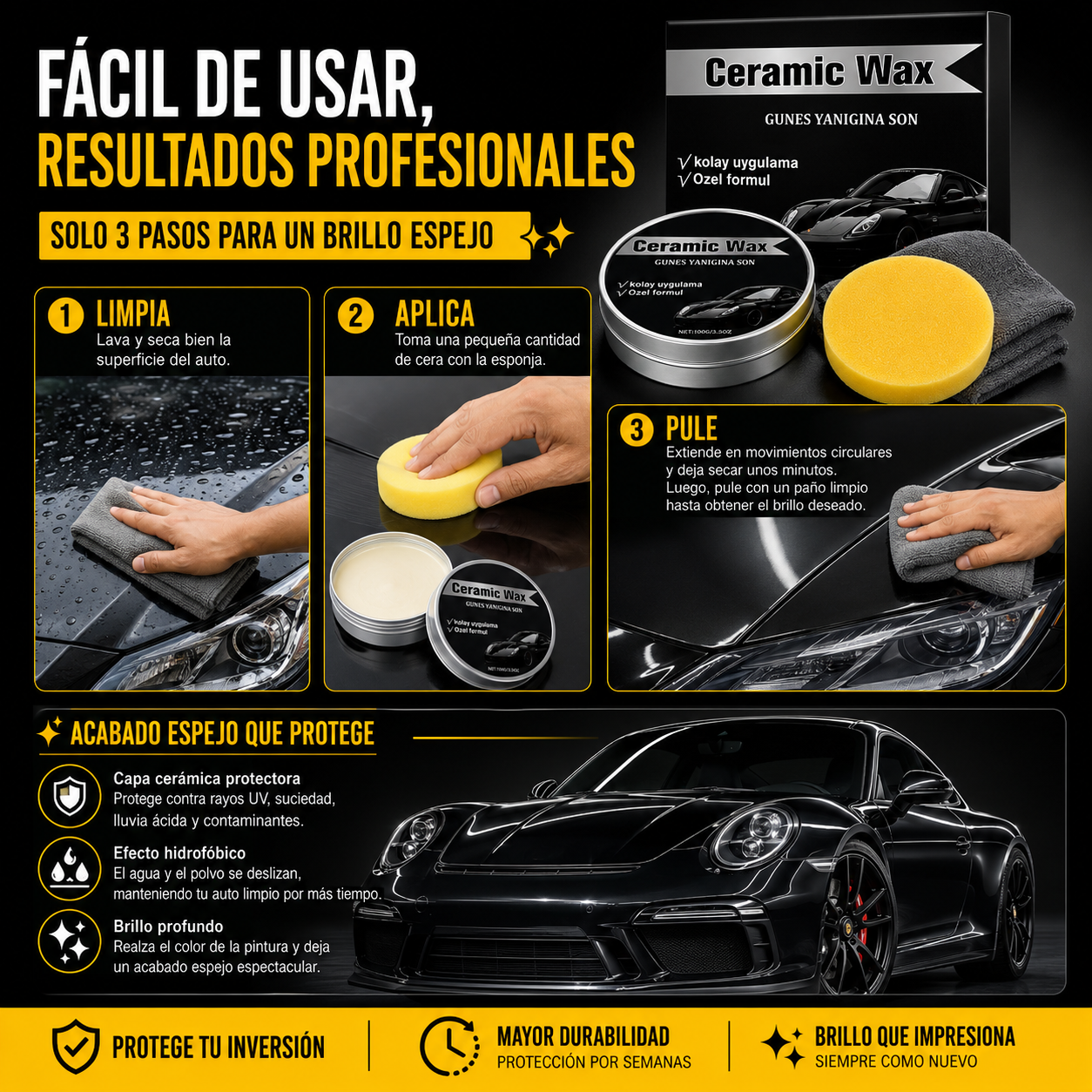 TITANIUM CERAMIC WAX 2 PIEZAS – BRILLO ESPEJO Y PROTECCIÓN PARA TU AUTO 🚘✨