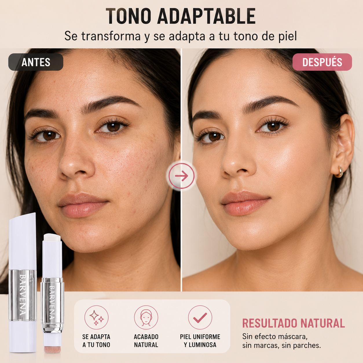 BASE KOREANA ZEPHOCO 2 EN 1 – TONO ADAPTABLE + BROCHA INTEGRADA 💄✨
