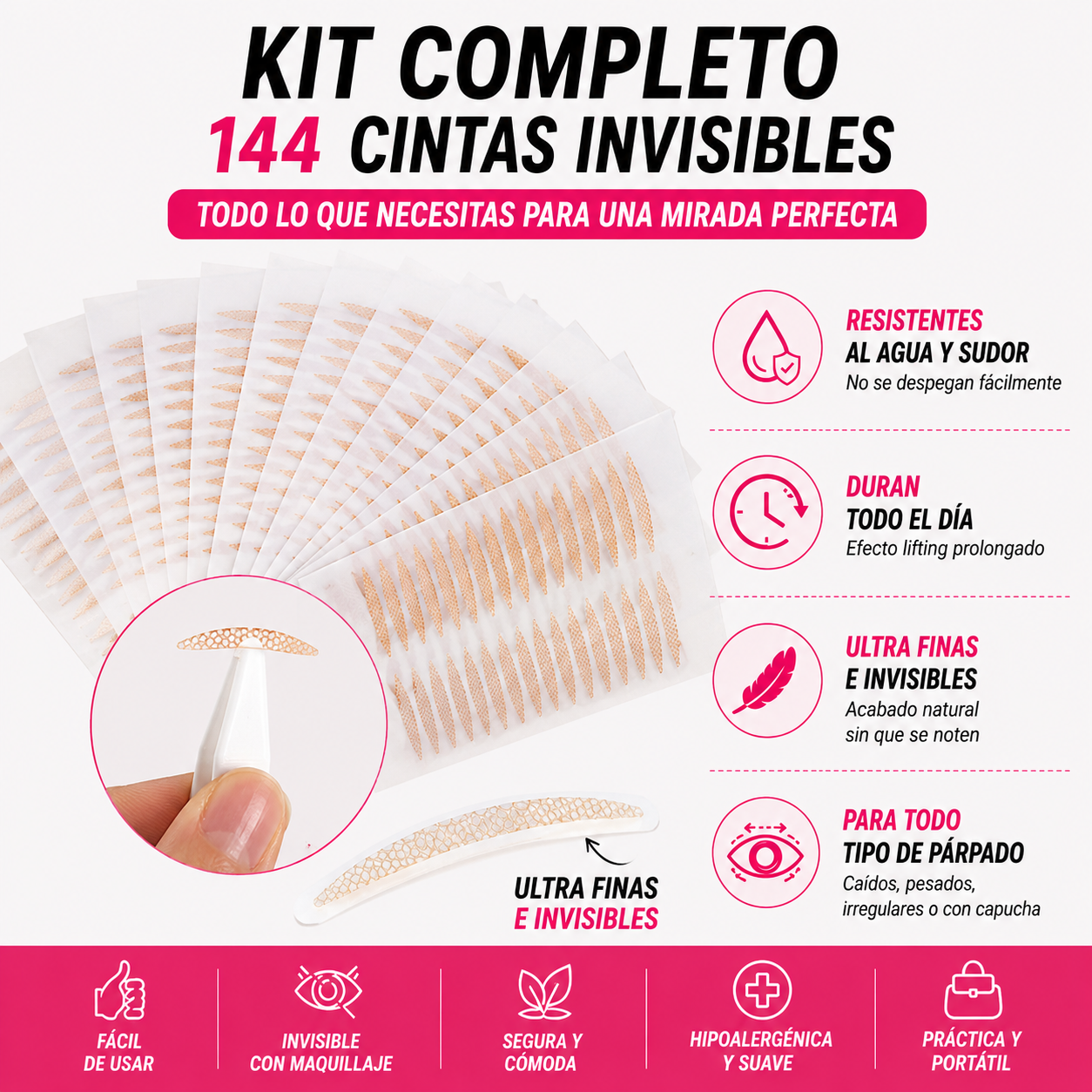 Cintas Invisibles Para Doble Párpado x144 UND 👁️✨ ¡Efecto Lifting Instantáneo + Envío Gratis!