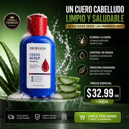 SHAMPOO ANTICASPA 120 ML HOEGOA FRESH SCALP — CONTROL DE GRASA Y FRESCURA TOTAL 🌿✨