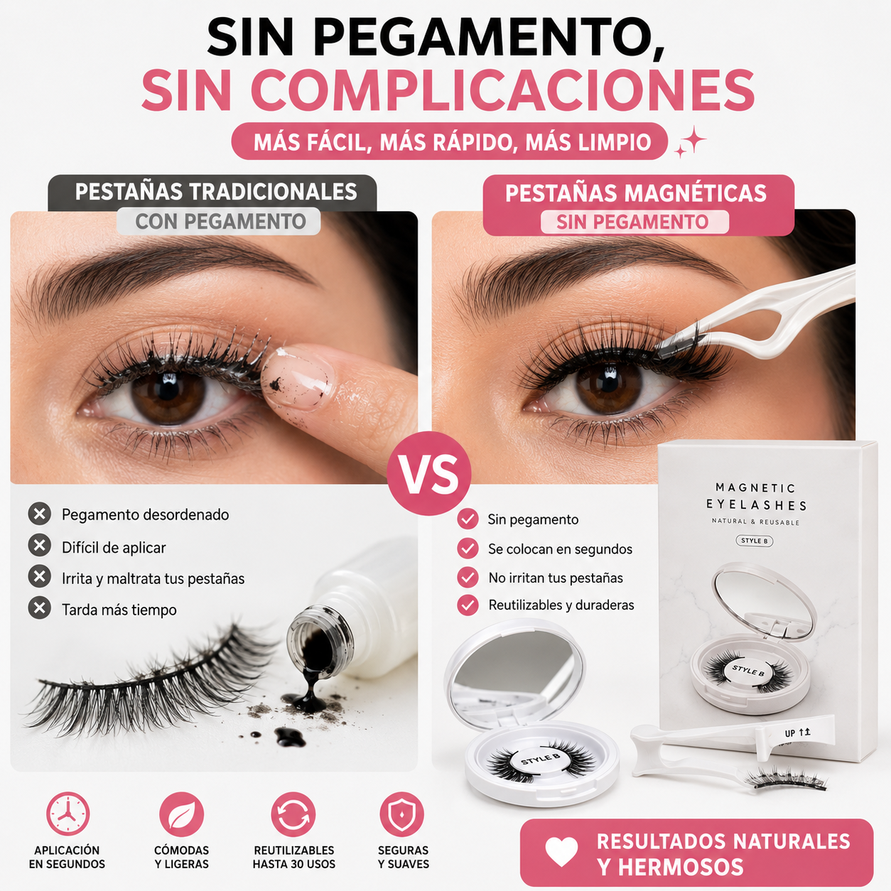 PESTAÑAS MAGNÉTICAS REUTILIZABLES SET X3 + APLICADOR ✨😍