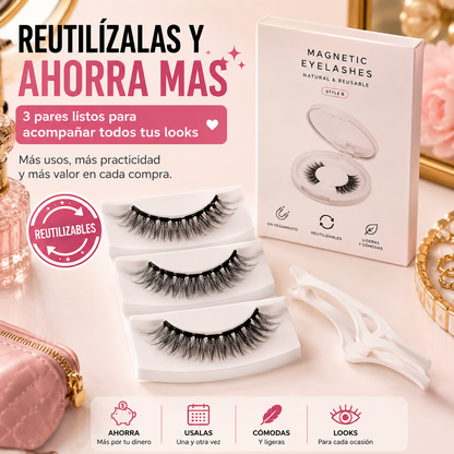 PESTAÑAS MAGNÉTICAS REUTILIZABLES SET X3 + APLICADOR ✨😍