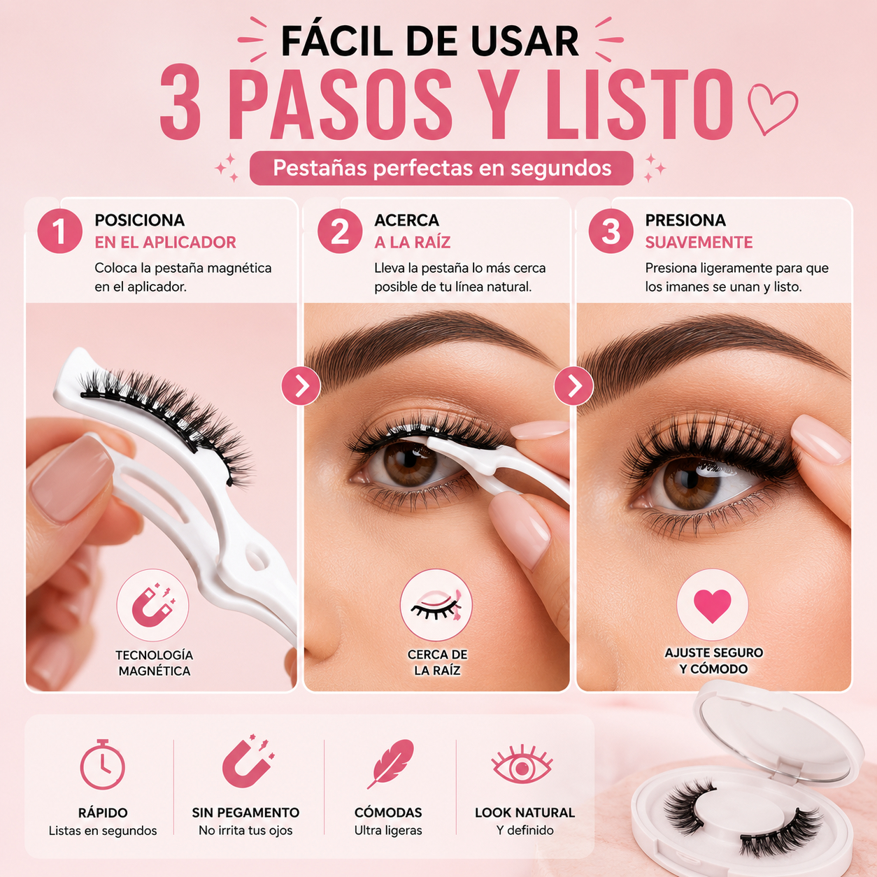 PESTAÑAS MAGNÉTICAS REUTILIZABLES SET X3 + APLICADOR ✨😍